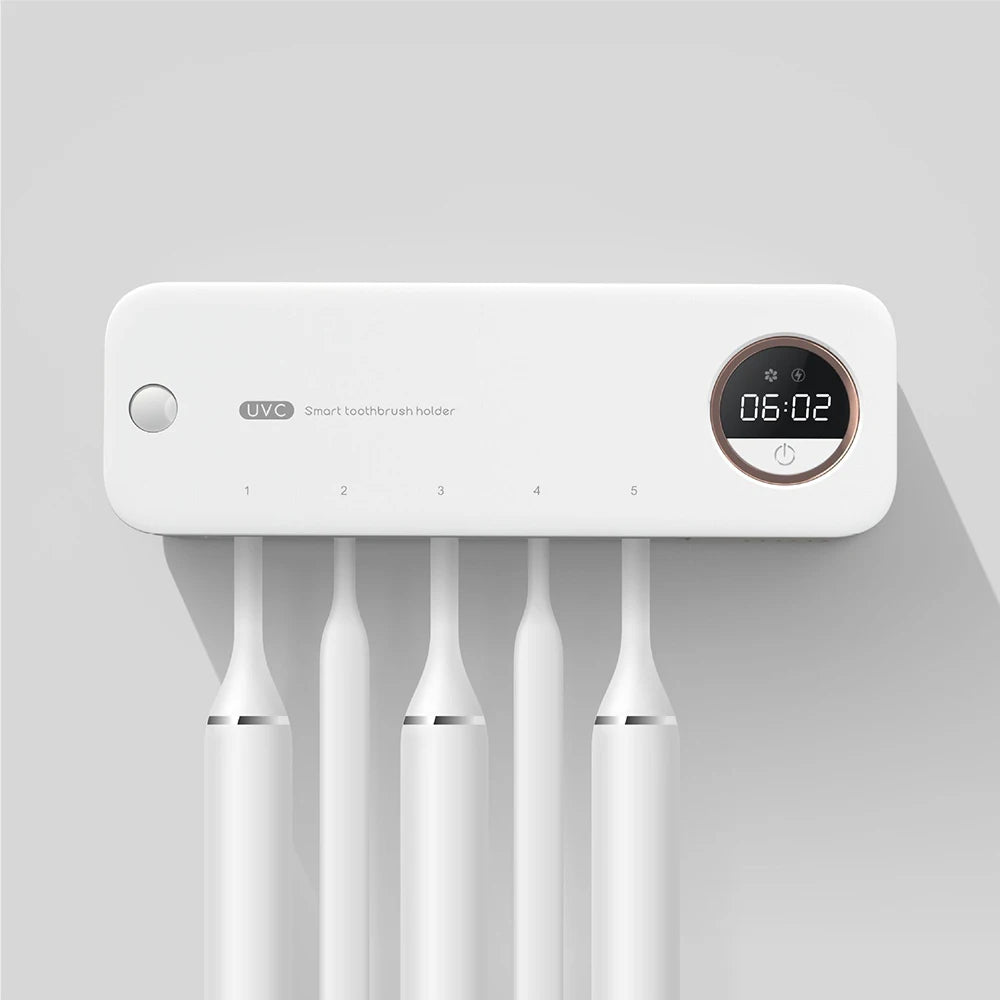 UV Toothbrush Sanitizer Cleaner Wall Mounted Sterilization Rechargeable Bathroom Toothbrush Holder without Drilling